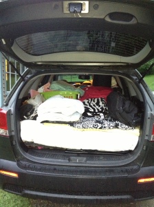 family car packed for college